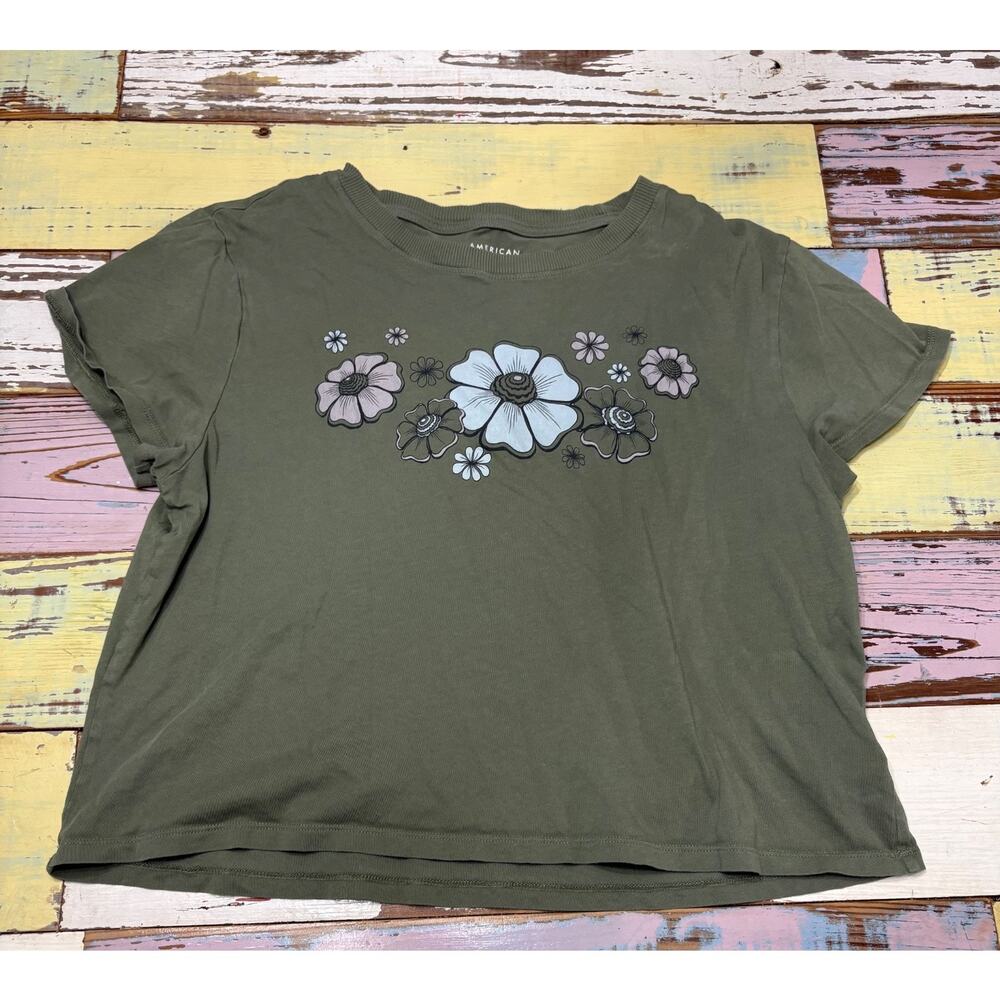American Eagle Shirt Womens Small Green Floral